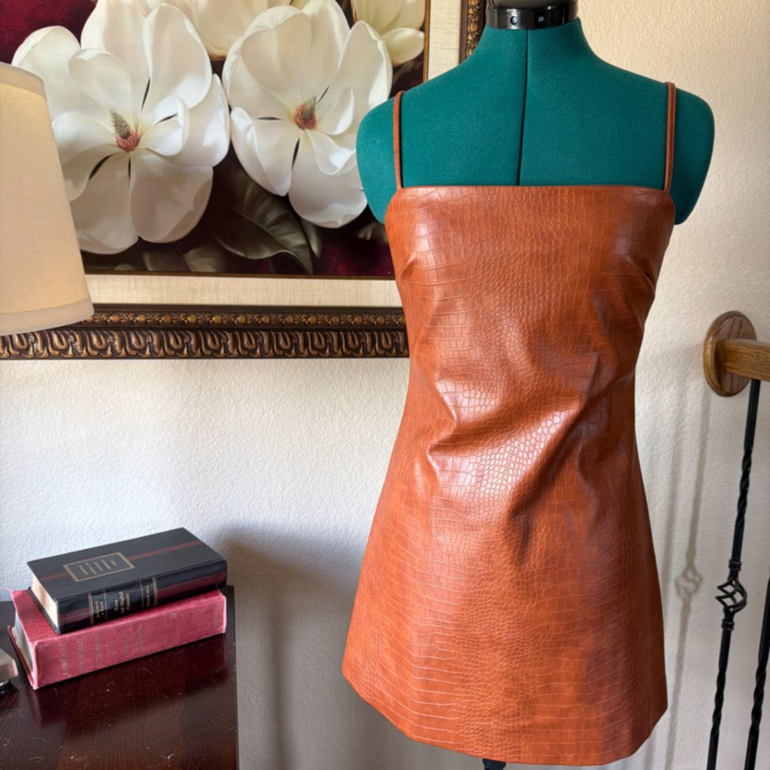 Bardot Croc-Embossed Faux Leather Mini Dress – Size Medium / US 6