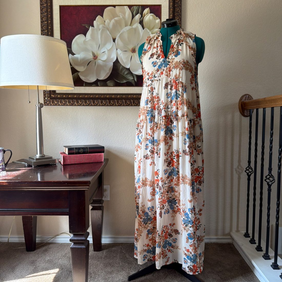 Floral Halter Maxi Dress – Size Small