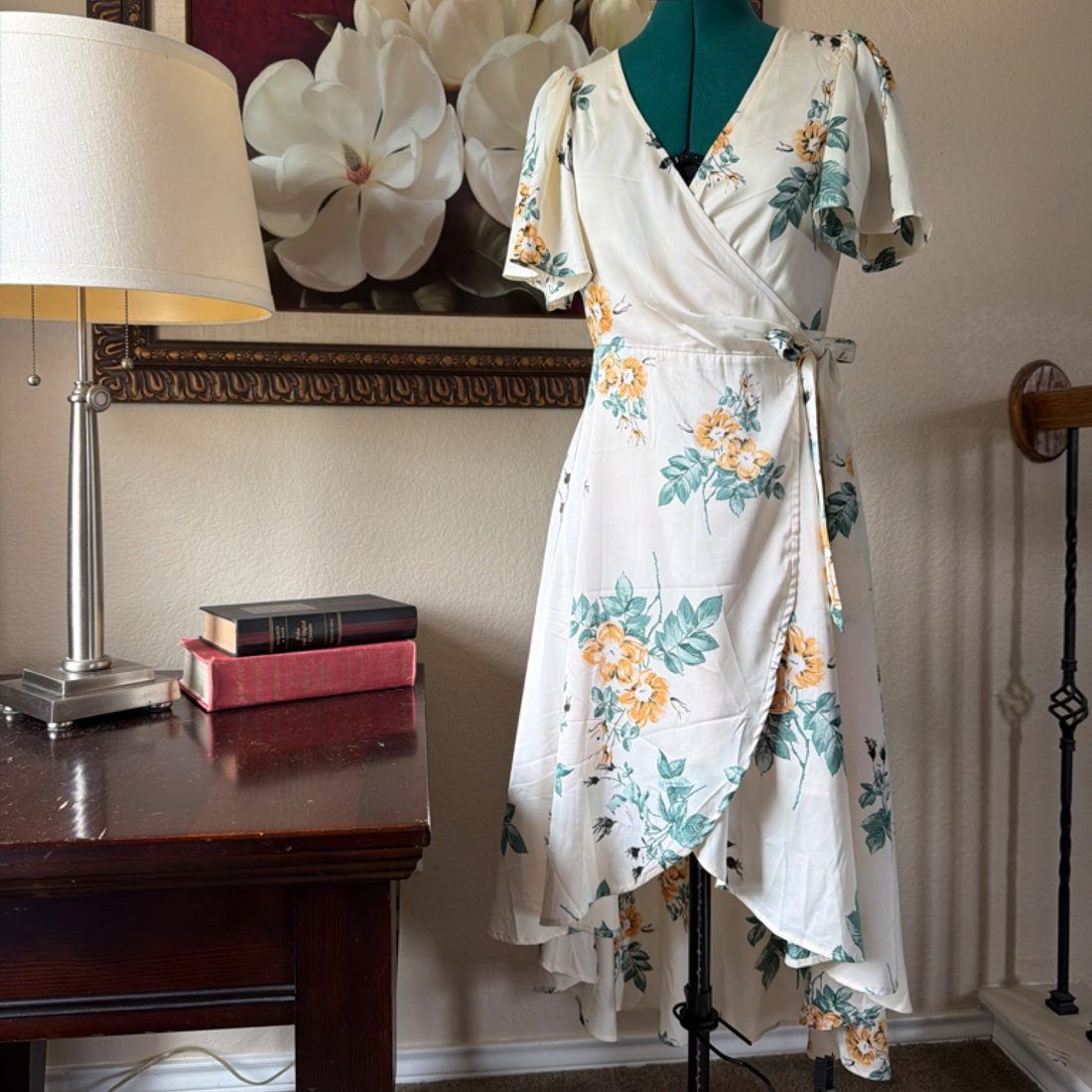 In Loom Floral Wrap Dress – Size Small