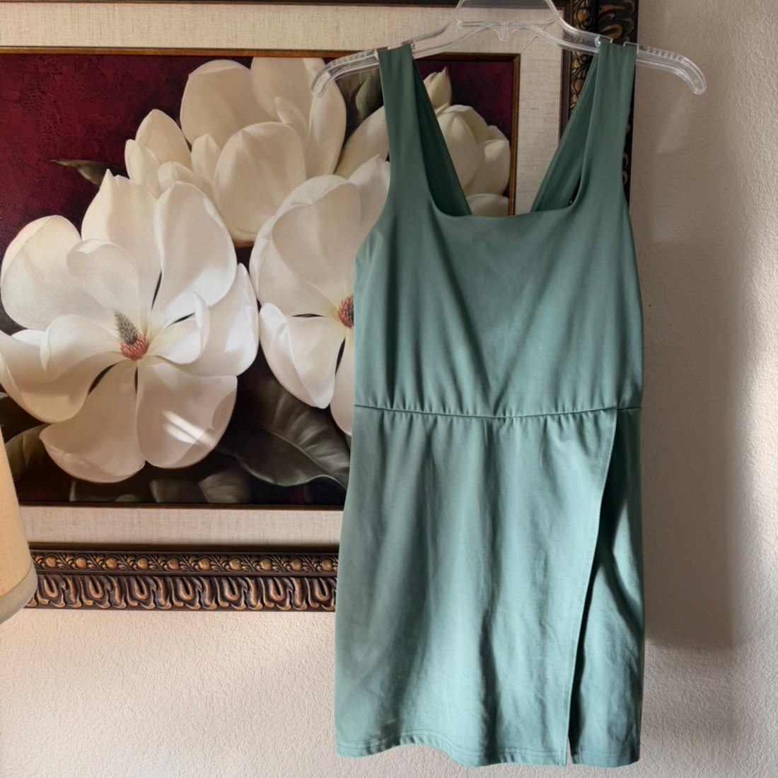 Sage Green Athletic Tennis Dress with Built-In Shorts – Size Small