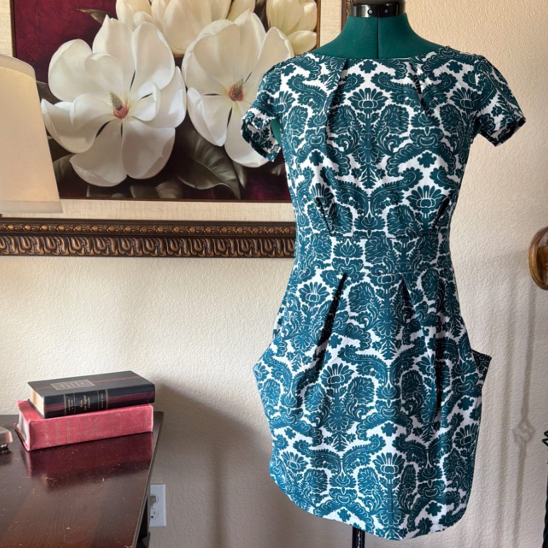 Vintage-Inspired Damask Sheath Dress